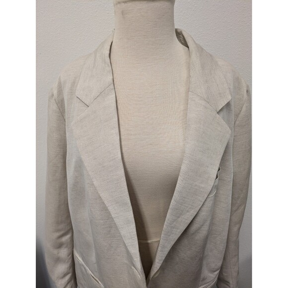 H&M Ivory Linen Blend Double Breasted Single Button Blazer Jacket sz XL Office - Picture 5 of 10